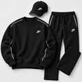 Men's Crewneck Sweatshirt, Straight-Leg Sweatpants & Cap 3-Piece Outfit Set