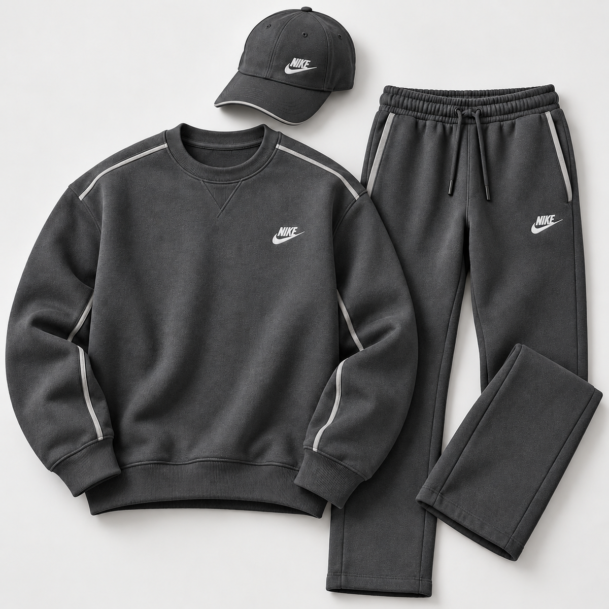 Men's Crewneck Sweatshirt, Straight-Leg Sweatpants & Cap 3-Piece Outfit Set