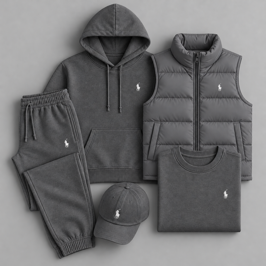 Men’s 5-Piece Puffer Vest & Hoodie Set