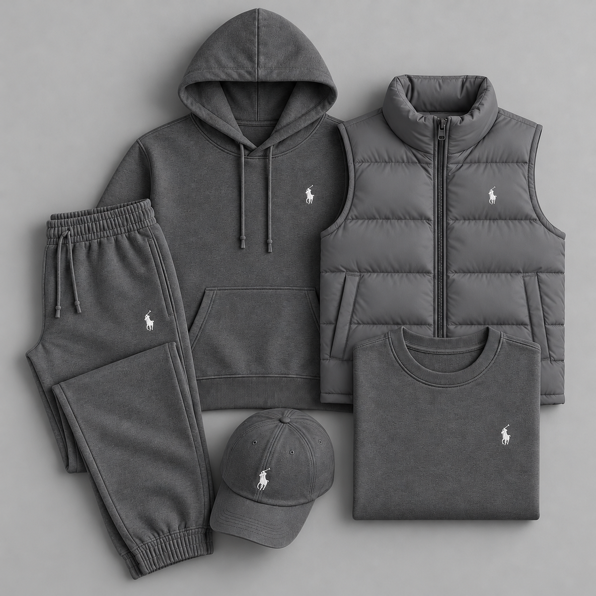 Men’s 5-Piece Puffer Vest & Hoodie Set