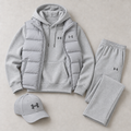 Men's Puffer Vest, Hoodie, Straight-Leg Sweatpants & Cap 4-Piece Winter Outfit Set
