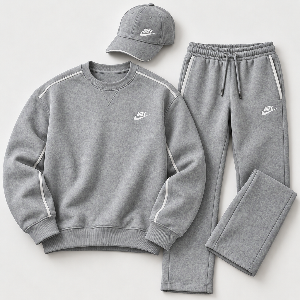 Men's Crewneck Sweatshirt, Straight-Leg Sweatpants & Cap 3-Piece Outfit Set