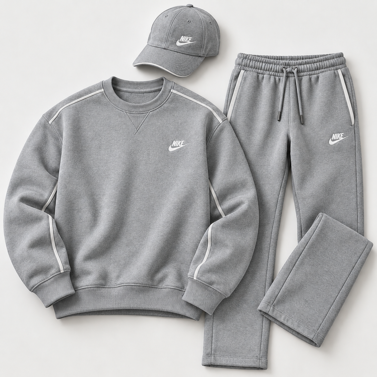 Men's Crewneck Sweatshirt, Straight-Leg Sweatpants & Cap 3-Piece Outfit Set