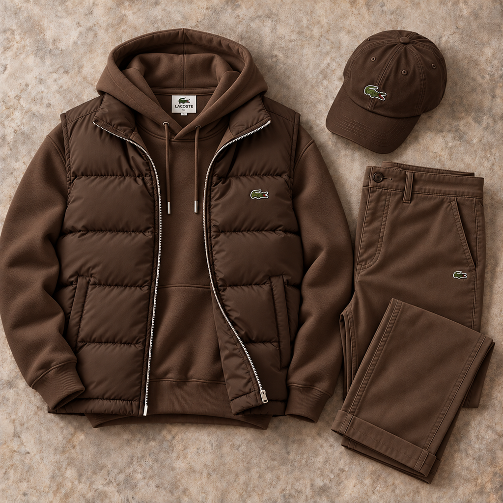 Men's Puffer Vest, Hoodie, Straight-Leg Pants & Cap 4-Piece Set