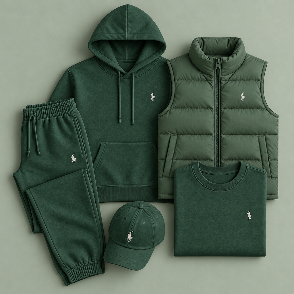 Men’s 5-Piece Puffer Vest & Hoodie Set
