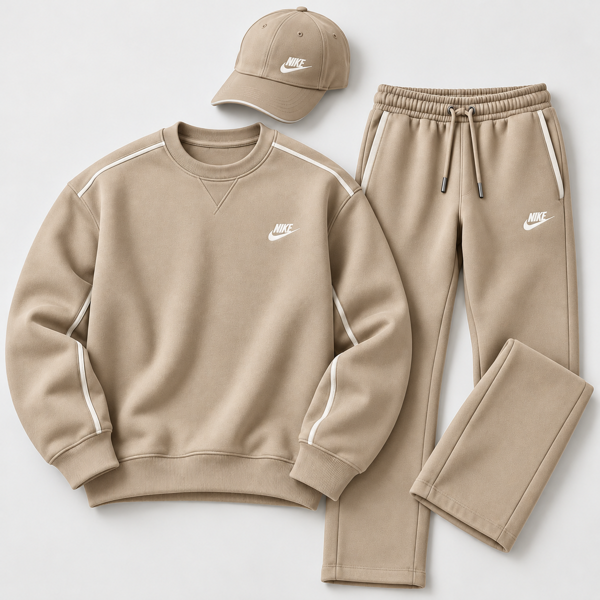 Men's Crewneck Sweatshirt, Straight-Leg Sweatpants & Cap 3-Piece Outfit Set