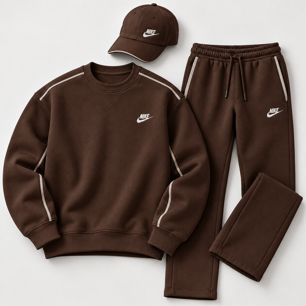 Men's Crewneck Sweatshirt, Straight-Leg Sweatpants & Cap 3-Piece Outfit Set