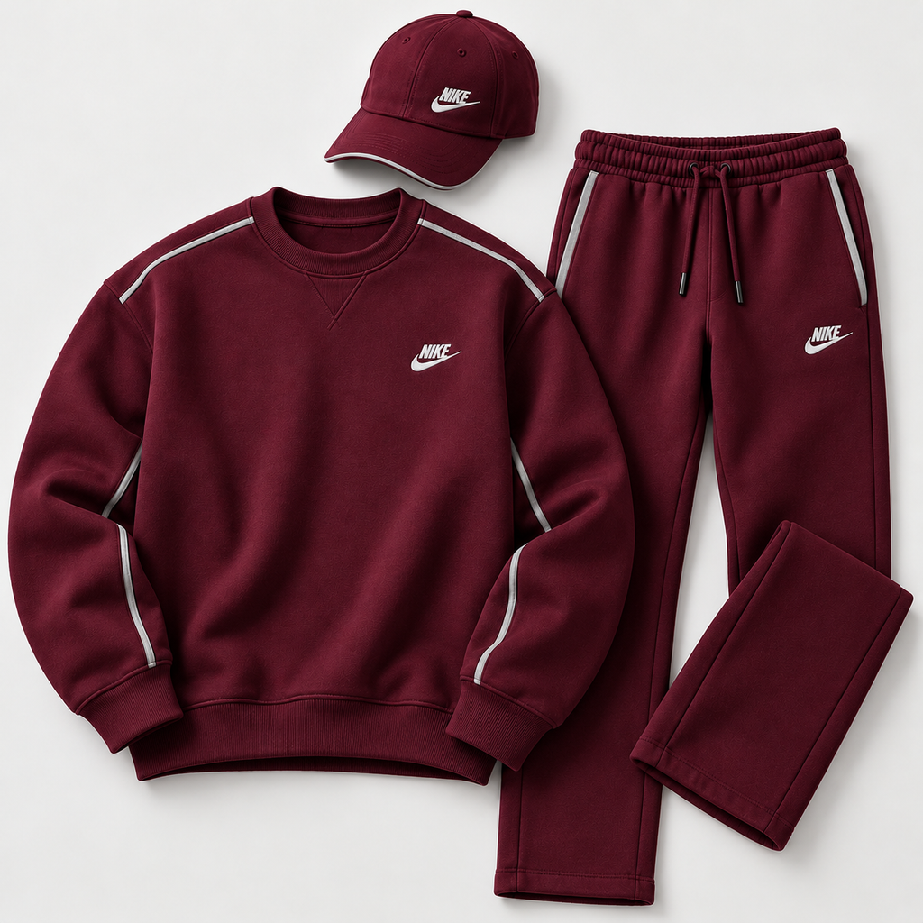 Men's Crewneck Sweatshirt, Straight-Leg Sweatpants & Cap 3-Piece Outfit Set