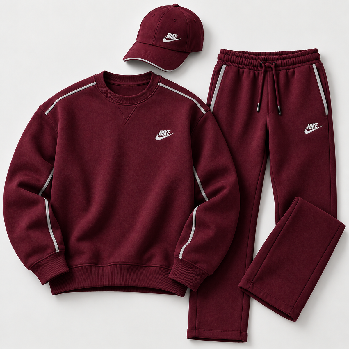 Men's Crewneck Sweatshirt, Straight-Leg Sweatpants & Cap 3-Piece Outfit Set