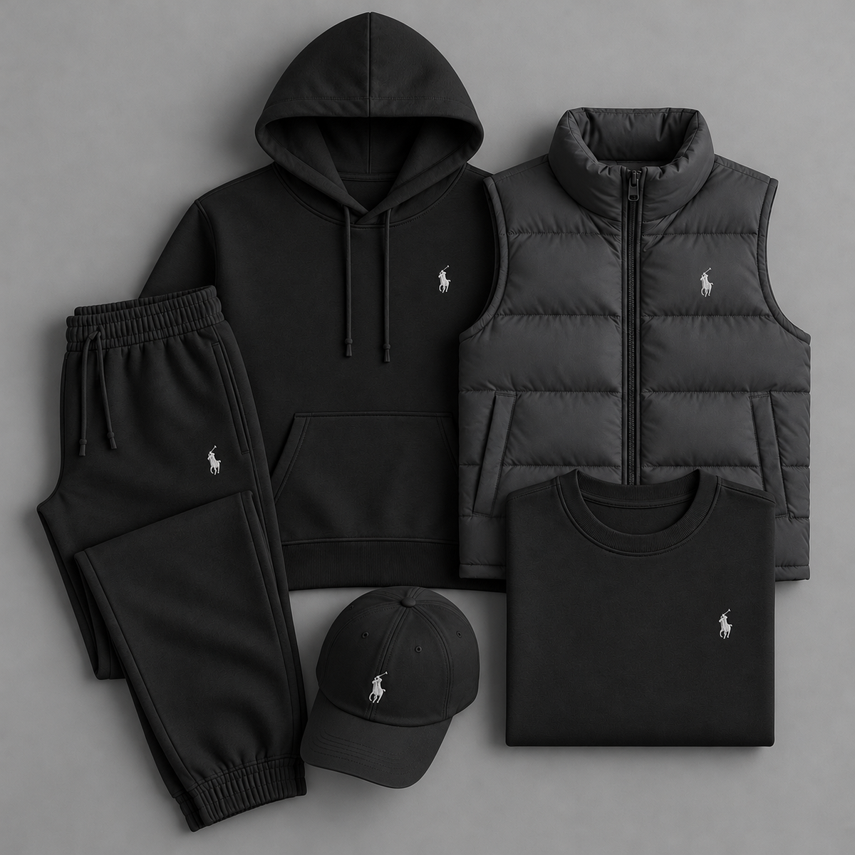 Men’s 5-Piece Puffer Vest & Hoodie Set