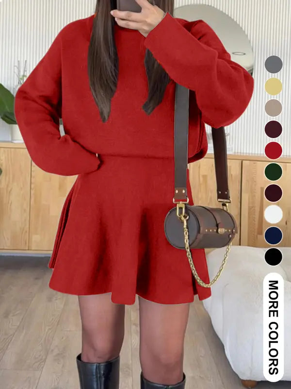Women's Casual Mock Neck Sweater Dress