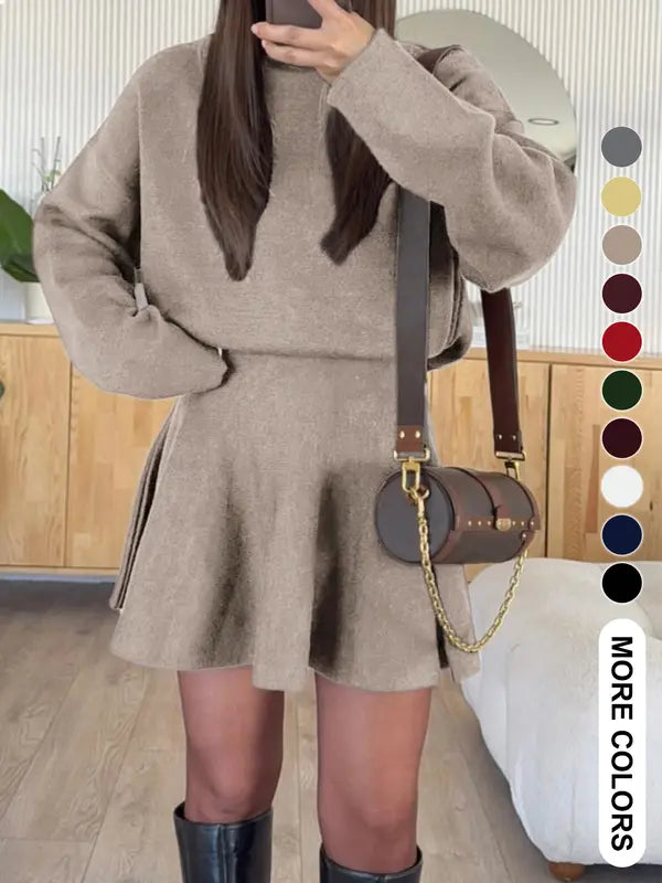 Women's Casual Mock Neck Sweater Dress