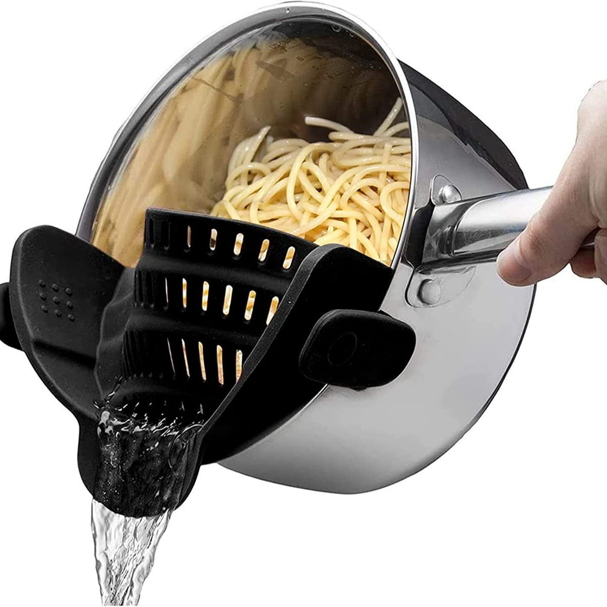 Silicone Clip-On Colander, Heat Resistant Drainer for Vegetables and Pasta Noodles, Kitchen Gadgets for Bowl, Pots, and Pans Utensils
