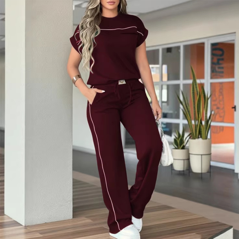 🔥Set met casual damesshirt met korte mouwen en wijde broek