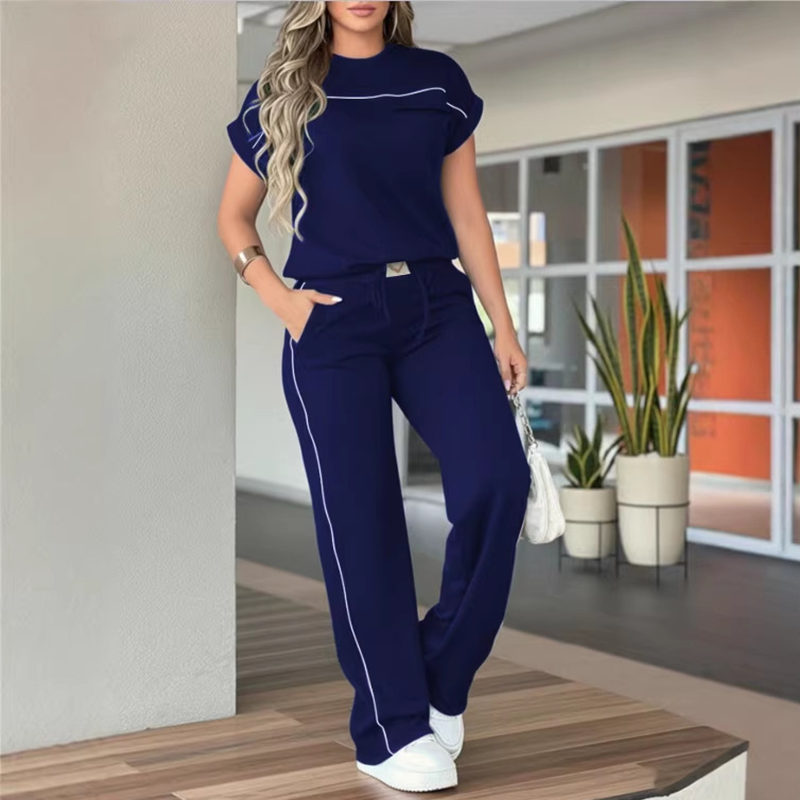 🔥Set met casual damesshirt met korte mouwen en wijde broek